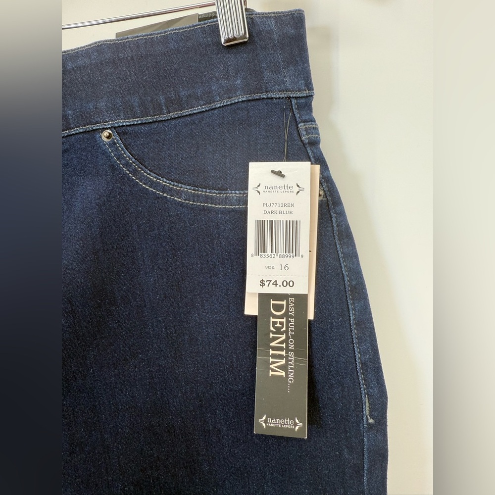 NWT New Nanette Lepore Sleek Denim Belle High Rise Ankle Skinny Dark Blue Jeans - Picture 7 of 9